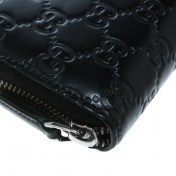 Pre Owned محفظة غوتشي بسحاب ملتف جلد غوتشيسيما سوداء