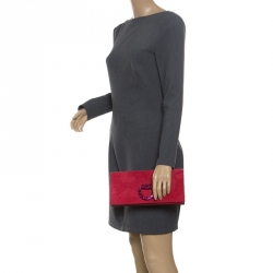 Pre Owned Gucci Pink Suede Broadway Abend Clutch 