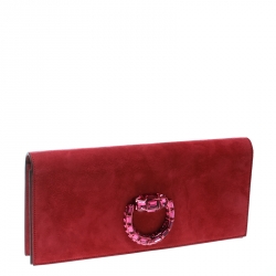 Pre Owned Gucci Pink Suede Broadway Abend Clutch 