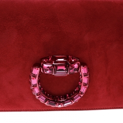 Pre Owned Gucci Pink Suede Broadway Abend Clutch 