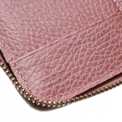 Gucci Pink Leather French Zip Around Wallet