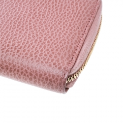 Gucci Pink Leather French Zip Around Wallet