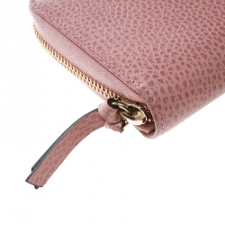 Gucci Pink Leather French Zip Around Wallet