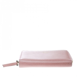 Gucci Pink Leather French Zip Around Wallet