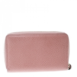 Gucci Pink Leather French Zip Around Wallet