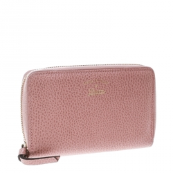 Gucci Pink Leather French Zip Around Wallet
