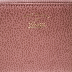 Gucci Pink Leather French Zip Around Wallet