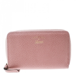 Gucci Pink Leather French Zip Around Wallet