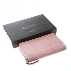 Gucci Pink Leather French Zip Around Wallet
