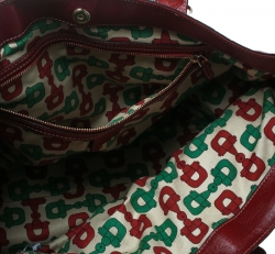 Pre Owned حقيبة يد غوتشي سيغنوريا صغيرة جلد غوتشيسيما حمراء