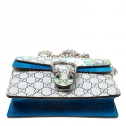 Gucci Beige/Blue GG Supreme Blooms Mini Dionysus Shoulder Bag