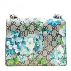 Gucci Beige/Blue GG Supreme Blooms Mini Dionysus Shoulder Bag