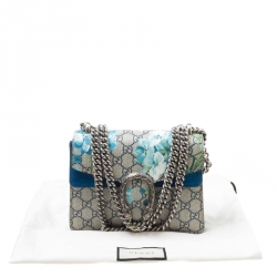 Gucci Beige/Blue GG Supreme Blooms Mini Dionysus Shoulder Bag