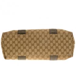 Pre Owned Gucci Bamboo Bar Medium Canvas Tote 