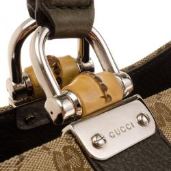 Pre Owned Gucci Bamboo Bar Medium Canvas Tote 
