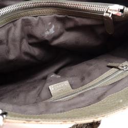 Pre Owned Gucci Bamboo Bar Medium Canvas Tote 