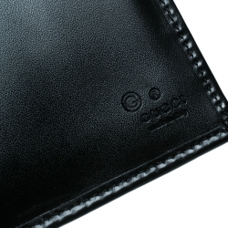 Gucci Black GG Fabric and Leather Trim Tri Fold Wallet