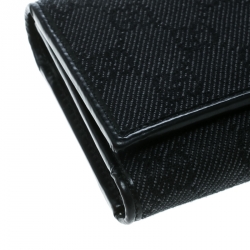 Gucci Black GG Fabric and Leather Trim Tri Fold Wallet