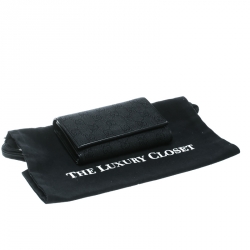 Gucci Black GG Fabric and Leather Trim Tri Fold Wallet