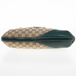 Pre Owned Gucci Green GG Canvas Hasler Horsebit Shoulder Bag