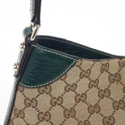 Pre Owned Gucci Green GG Canvas Hasler Horsebit Shoulder Bag