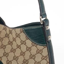 Pre Owned Gucci Green GG Canvas Hasler Horsebit Shoulder Bag