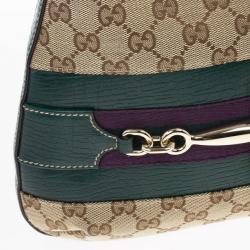 Pre Owned Gucci Green GG Canvas Hasler Horsebit Shoulder Bag