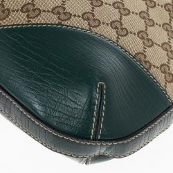 Pre Owned Gucci Green GG Canvas Hasler Horsebit Shoulder Bag