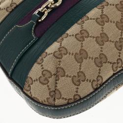 Pre Owned Gucci Green GG Canvas Hasler Horsebit Shoulder Bag
