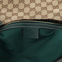 Pre Owned Gucci Green GG Canvas Hasler Horsebit Shoulder Bag