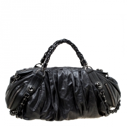 Pre Owned Gucci Black Leather Galaxy Top Handle Bag