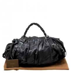 Pre Owned Gucci Black Leather Galaxy Top Handle Bag