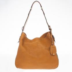 Pre Owned Gucci Brown Leather Gucci Heritage Web Striped Hobo