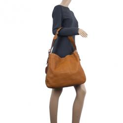 Pre Owned Gucci Brown Leather Gucci Heritage Web Striped Hobo