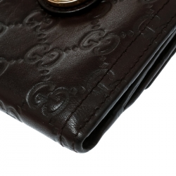 Pre Owned محفظة غوتشي هيستريا فرنش جلد غوتشيسيما بنية داكنة