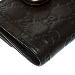 Pre Owned محفظة غوتشي هيستريا فرنش جلد غوتشيسيما بنية داكنة
