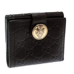 Pre Owned محفظة غوتشي هيستريا فرنش جلد غوتشيسيما بنية داكنة