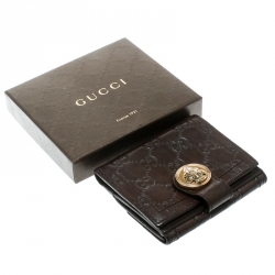 Pre Owned محفظة غوتشي هيستريا فرنش جلد غوتشيسيما بنية داكنة