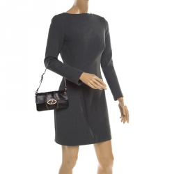 مملوكة مسبقًا Gucci Black Leather GG Buckle Detail Shoulder Bag