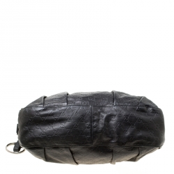 مملوكة مسبقًا Gucci Black Guccissima Leather Medium Icon Bit Boston Bag