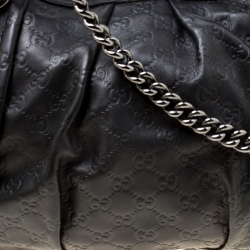 مملوكة مسبقًا Gucci Black Guccissima Leather Medium Icon Bit Boston Bag