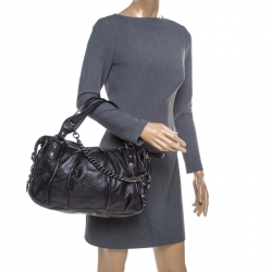 مملوكة مسبقًا Gucci Black Guccissima Leather Medium Icon Bit Boston Bag