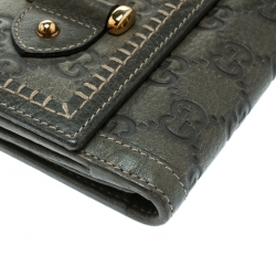 Pre Owned Gucci Grey Guccissima Leather Continental Wallet
