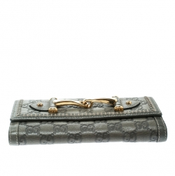 Pre Owned Gucci Grey Guccissima Leather Continental Wallet