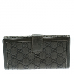 Pre Owned Gucci Grey Guccissima Leather Continental Wallet