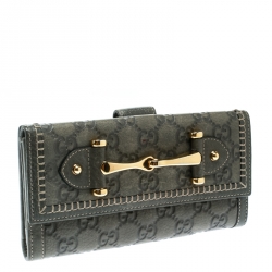 Pre Owned Gucci Grey Guccissima Leather Continental Wallet