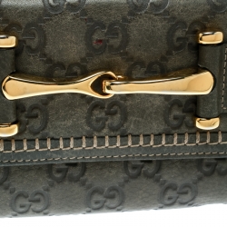 Pre Owned Gucci Grey Guccissima Leather Continental Wallet