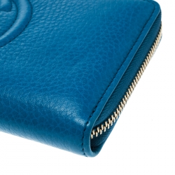 Gucci Blue Leather Soho Zip Around Wallet