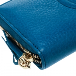 Gucci Blue Leather Soho Zip Around Wallet