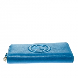 Gucci Blue Leather Soho Zip Around Wallet
